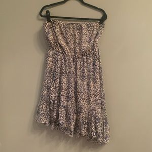 Free people strapless blue print dress